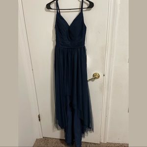 JJ’sHouse. Dark navy formal mesh high low dress. XS